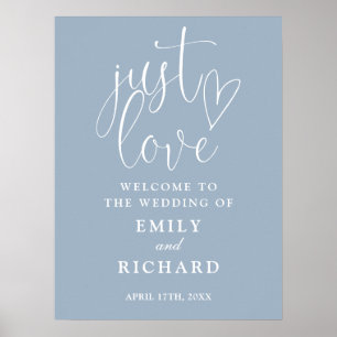 Poster Apenas Ame Sinal de Boas-Vindas de Casamento Azul