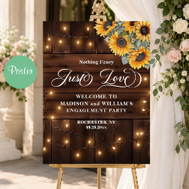 Poster Apenas Amor Luzes de Corda Festa de Noivado Bem-vi