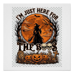 Póster Apenas Aqui Boos Halloween Bruxa Lua Abóboras_1