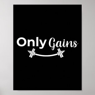 Poster Apenas Ganhos na Academia Treino de Musculação Eng