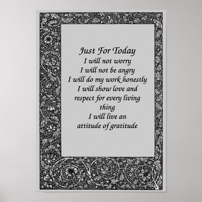 Póster Apenas Para Hoje Frame Floral Preto (Frente)