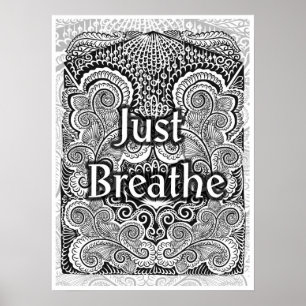 Póster Apenas Respire - Calmando Inspirado em Mandala