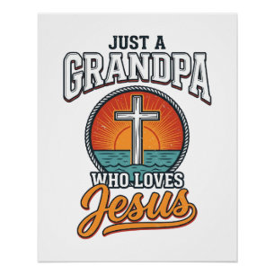 Póster Apenas um avô que ama Jesus Camisa Vintage Cruz