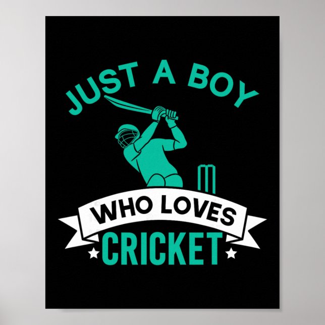 Poster Apenas um menino que ama jogador de críquete diver (Frente)