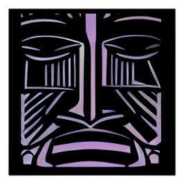 Póster Apenas um Pequeno Tiki Preto e Roxo