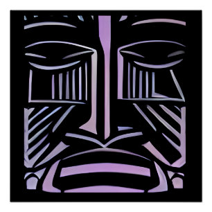 Póster Apenas um Pequeno Tiki Preto e Roxo