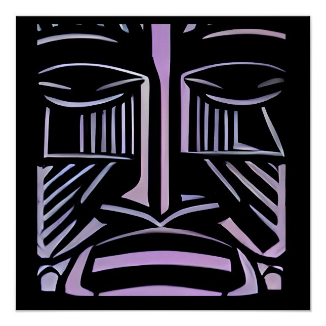 Póster Apenas um Pequeno Tiki Preto e Roxo (Frente)