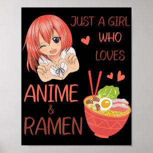 Poster Apenas uma garota que ama Anime e Ramen Japan Anim