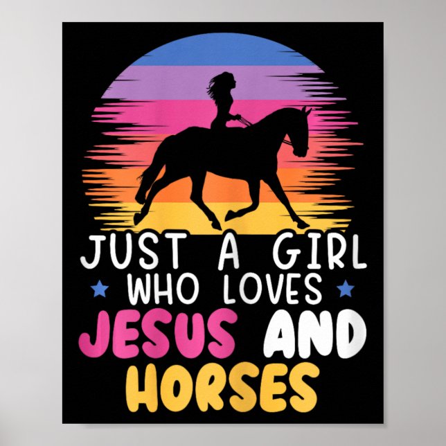 Poster Apenas Uma Menina Que Ama Jesus E Cavalos Equestre (Frente)