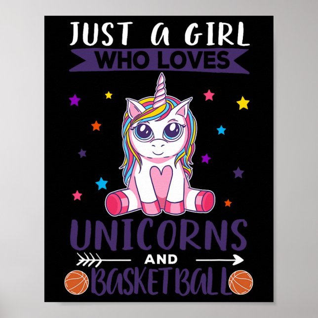 Poster Apenas Uma Menina Que Ama Unicórnios E Basquete (Frente)