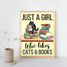 Poster Apenas Uma Menina Que Gosta De Gatos E Livros
