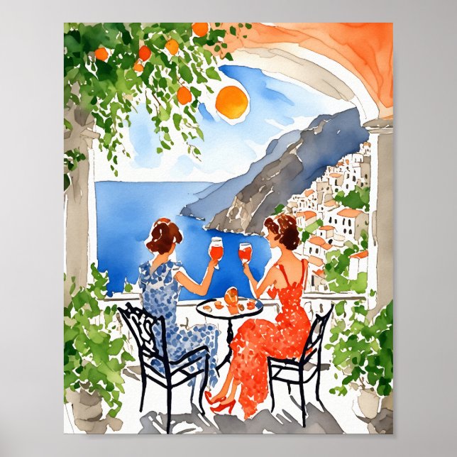 Poster Aperitivo in Amalfi Watercolor (Frente)