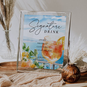 Poster Aperol Spritz Amalfi - Sinal de Assinatura Bebida