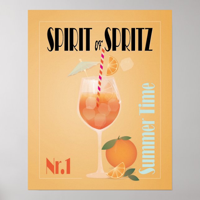 Poster Aperol Spritz Cocktail | Bebida Spritz Vibrante (Frente)