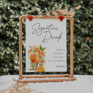Poster Aperol Spritz Sinal Signature Drink Chá de panela