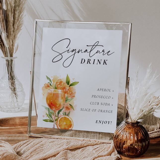 Poster Aperol Spritz Sinal Signature Drink Chá de panela (Criador carregado)