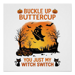 Póster Aperte o Cinto Borboleta Fantasma de Halloween Bru