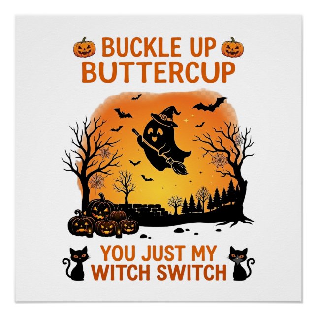 Póster Aperte o Cinto Borboleta Fantasma de Halloween Bru (Frente)