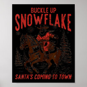 Poster Aperte o Cinto Floco de Neve Papai Noel Cowboy Oci