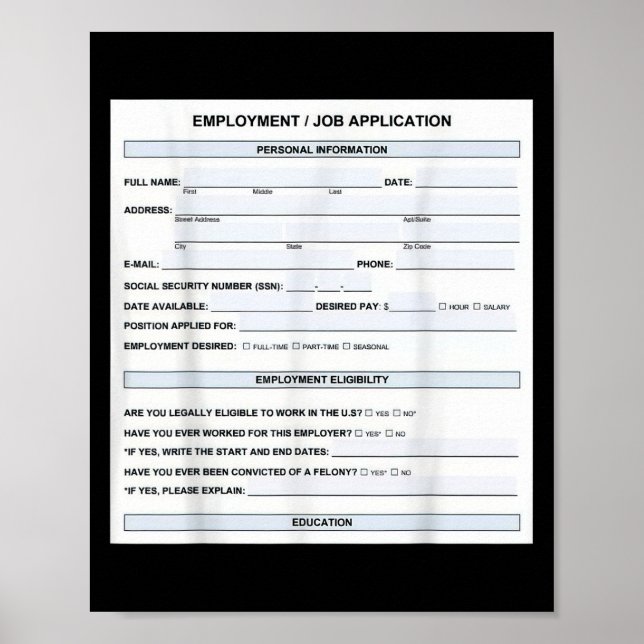 Poster Aplicação Engraçado Formulário de Trabalho do Offi (Frente)