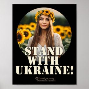 Poster Apoiador da Ucrânia Design Menina Campo Girassóis