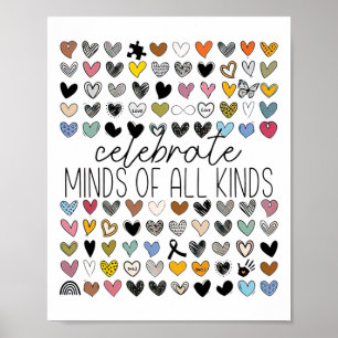 Poster Apoiar A Consciência Autismo Celebra Mentes De Tod