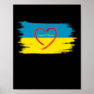 Poster Apoiar Zalensky Amor Ucrânia Bandeira Coração 