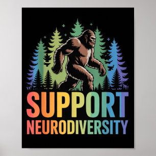 Poster Apoie a Neurodiversidade Engraçado Pé Grande Autis