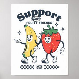 Poster Apoie Seus Amigos Frutados Mês do Orgulho Gay Lgbt