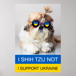 Poster Apoio a Ucrânia I Shih Tzu Not Heart flag
