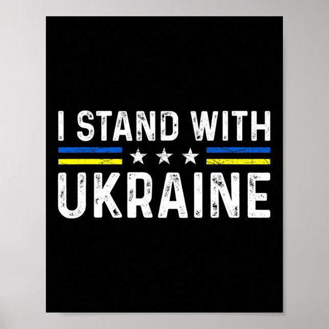 Poster Apoio Eu Estou Com a Ucrânia Bandeira da Ucrânia  (Frente)
