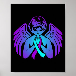 Poster Apoio Feliz a Anjo Ribbon para a Consciência do Su