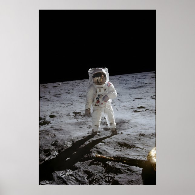 Poster Apollo1 Buzz Aldrin Caminhando na Lua - NASA (Frente)