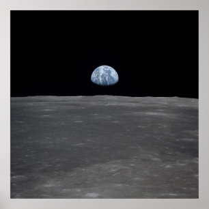Póster Apollo 11 vista da Ascensão da Terra acima da Lua