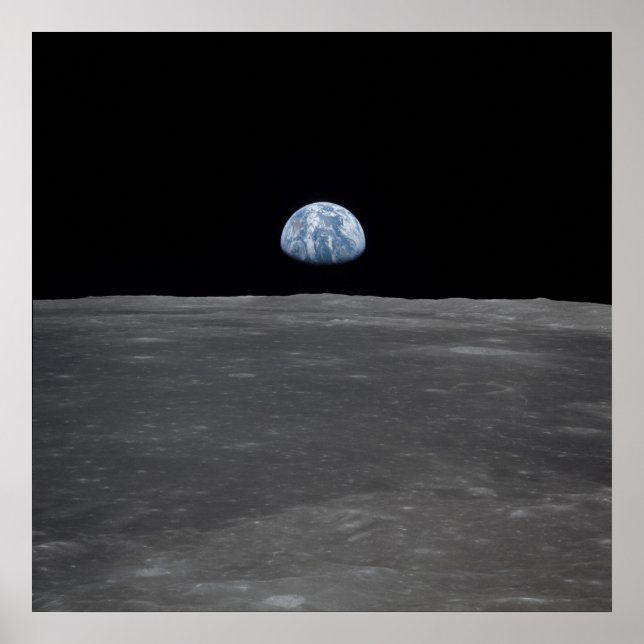 Póster Apollo 11 vista da Ascensão da Terra acima da Lua (Frente)