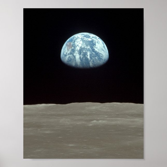 Póster Apollo 11 Vista da Ascensão da Terra sobre a Lua (Frente)