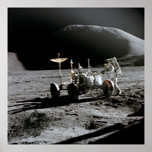Póster Apollo 15 Veículo Astronauta e Circular Lunar (Frente)