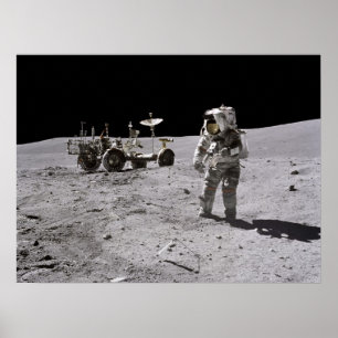 Poster Apollo 16 Veículo Astronauta e Circular Lunar