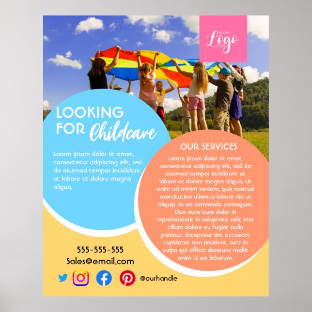 Poster após a escola, babá de creche, creche (Frente)