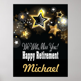Poster Aposentadoria Dourada Personalizada Elegante