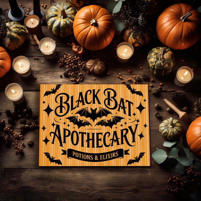 Poster Apothecary de Bat Preto Vintage (Criador carregado)