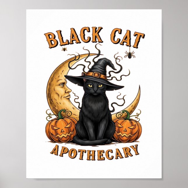 Poster Apothecary Gato Negro - Lua e Pum Testemunha do Ha (Frente)