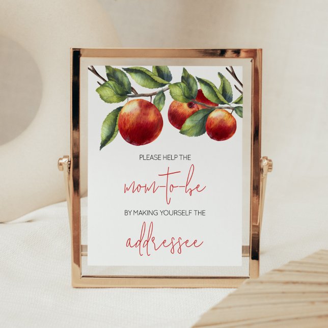 Poster Apple da nossa estação de envelope de Chá de frald (Red Apple Baby Shower Envelope Station Sign)