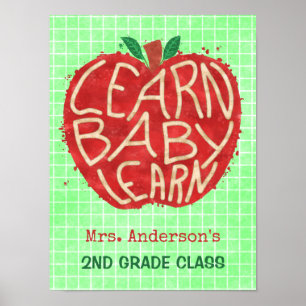 Poster Apple de sala de aula de professores Aprender Be