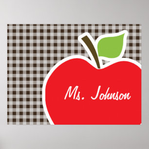Póster Apple em Bistre Brown Gingham