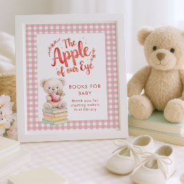 Poster Apple of Eye Books for Baby Gingham Chá de fraldas