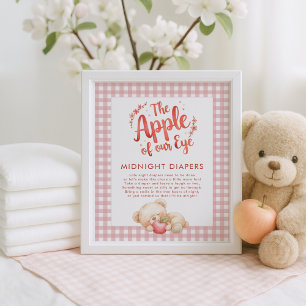 Poster Apple of Eye Gingham Midnight Fralda Chá de fralda