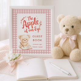 Poster Apple of Eye Gingham Sinal Guest Book Chá de frald