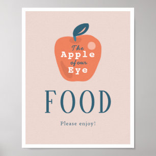 Poster Apple of our Eye Girl Pink 1st Birthday Food Sign