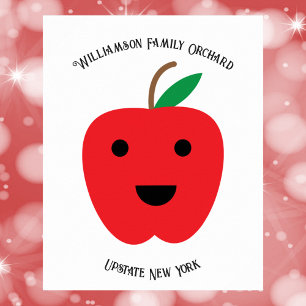 Poster Apple Red Kawaii Orchard Personalize